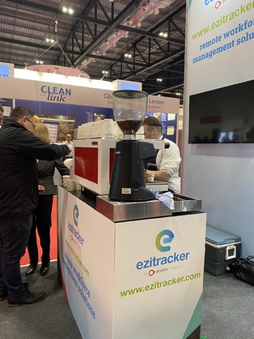 barista exhibition stand with branding