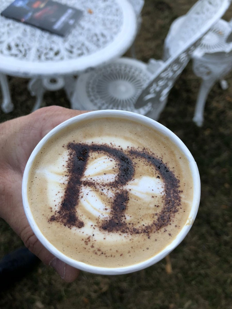 pd stencil for coffee at trade event