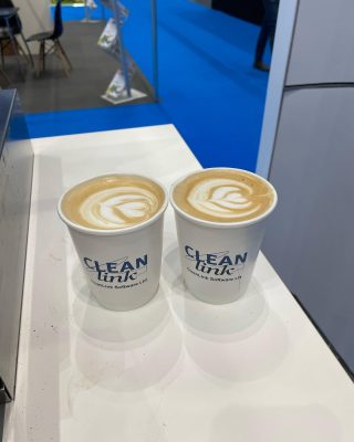clean-link-branded-coffee-cups-at-event-with-koala-koffee