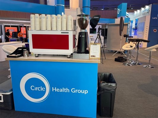 Circle Health Group coffee exhibition stand