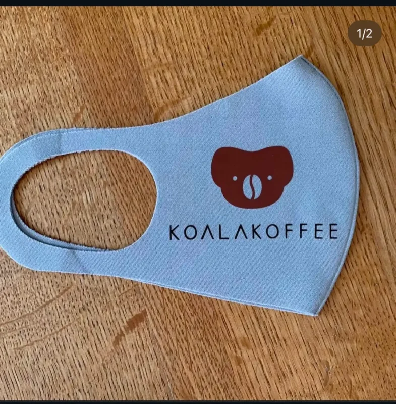 Branded KoalaKoffee coffee mask in April 2021