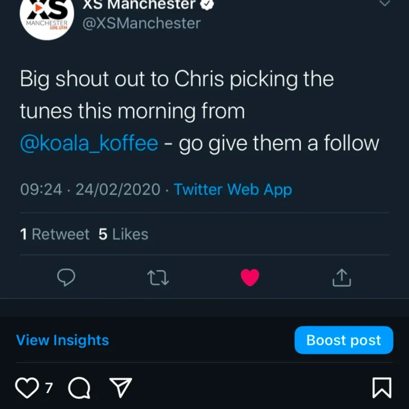 First Cheeky Radio Shoutout for KoalaKoffee in February 2020